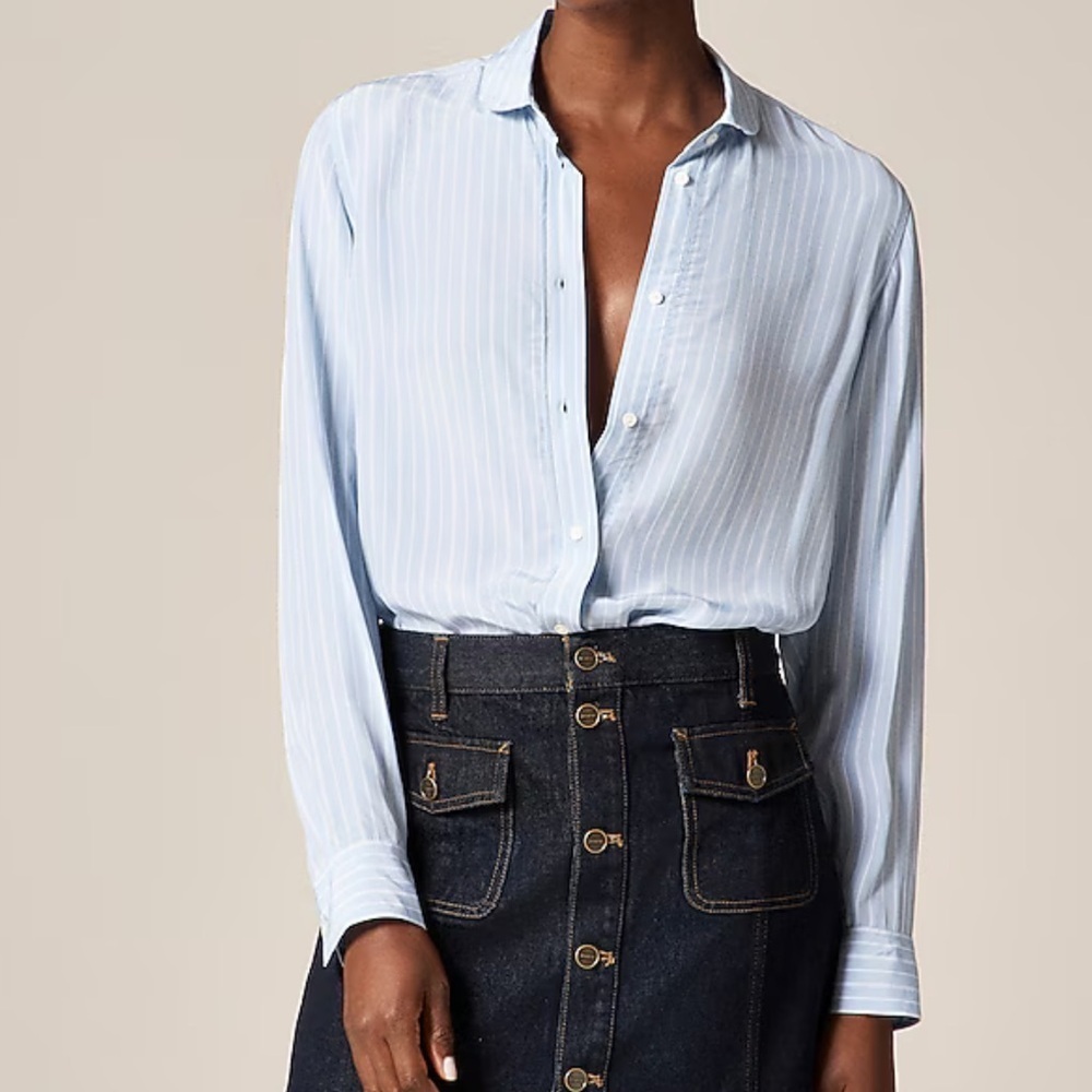 J crew Jules club-collar shirt in striped crepe de chine